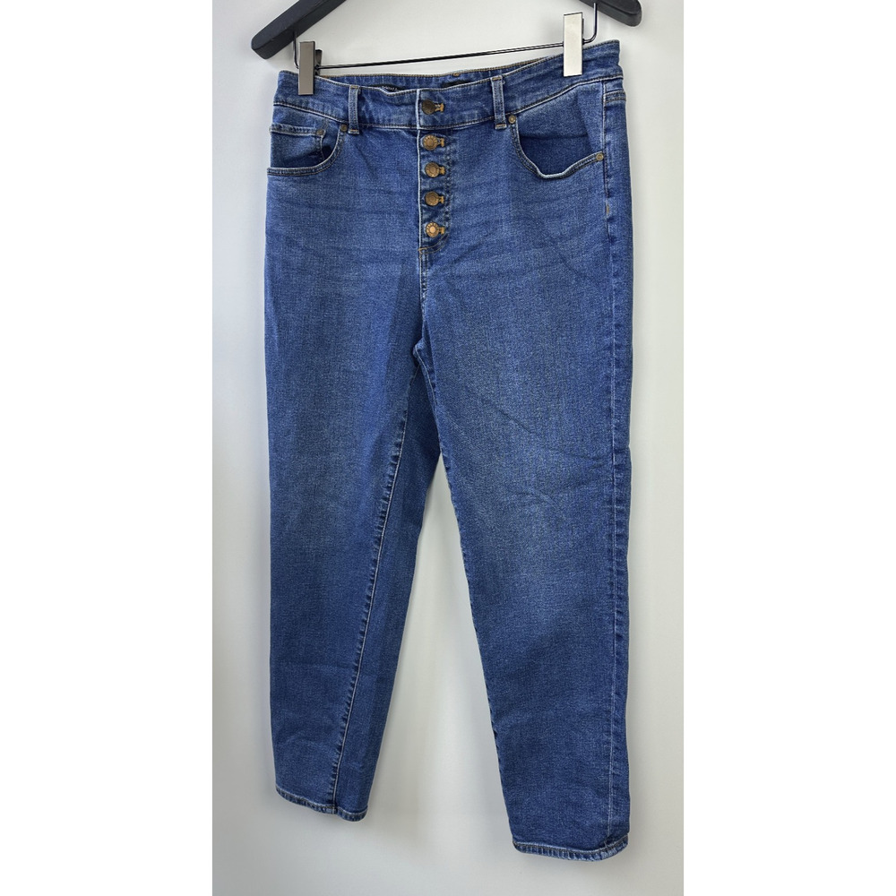 Talbots Everyday Relaxed Jeans Button Fly Stretch Medium Wash Blue Denim Size 10 - Picture 2 of 11
